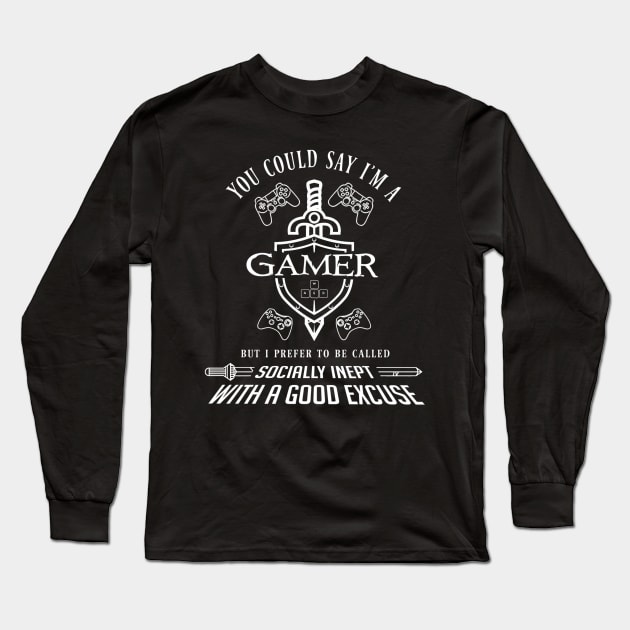 Excused From Parties, Gamer Long Sleeve T-Shirt by Soycrates